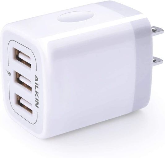 USB Charger Cube Wall Charger Plug  3.1A 3 Muti Port USB Adapter Plug | USB Charging Station Box Base for Iphone 17 16 15 14 13 12 Pro Max Mini SE 11 Pro Max Samsung Phones Charging Block