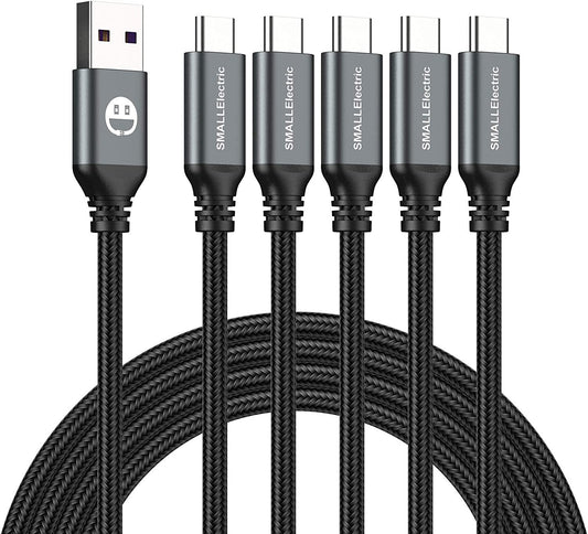 USB to USB C Cable 5 Pack 6FT, a to Type C Fast Charger Cord | 3A Braided USB a to C Charging Cords for Iphone 17 16 15, Samsung Galaxy, LG; 5 Pack for Home, Office, Car and Travel.(Grey)